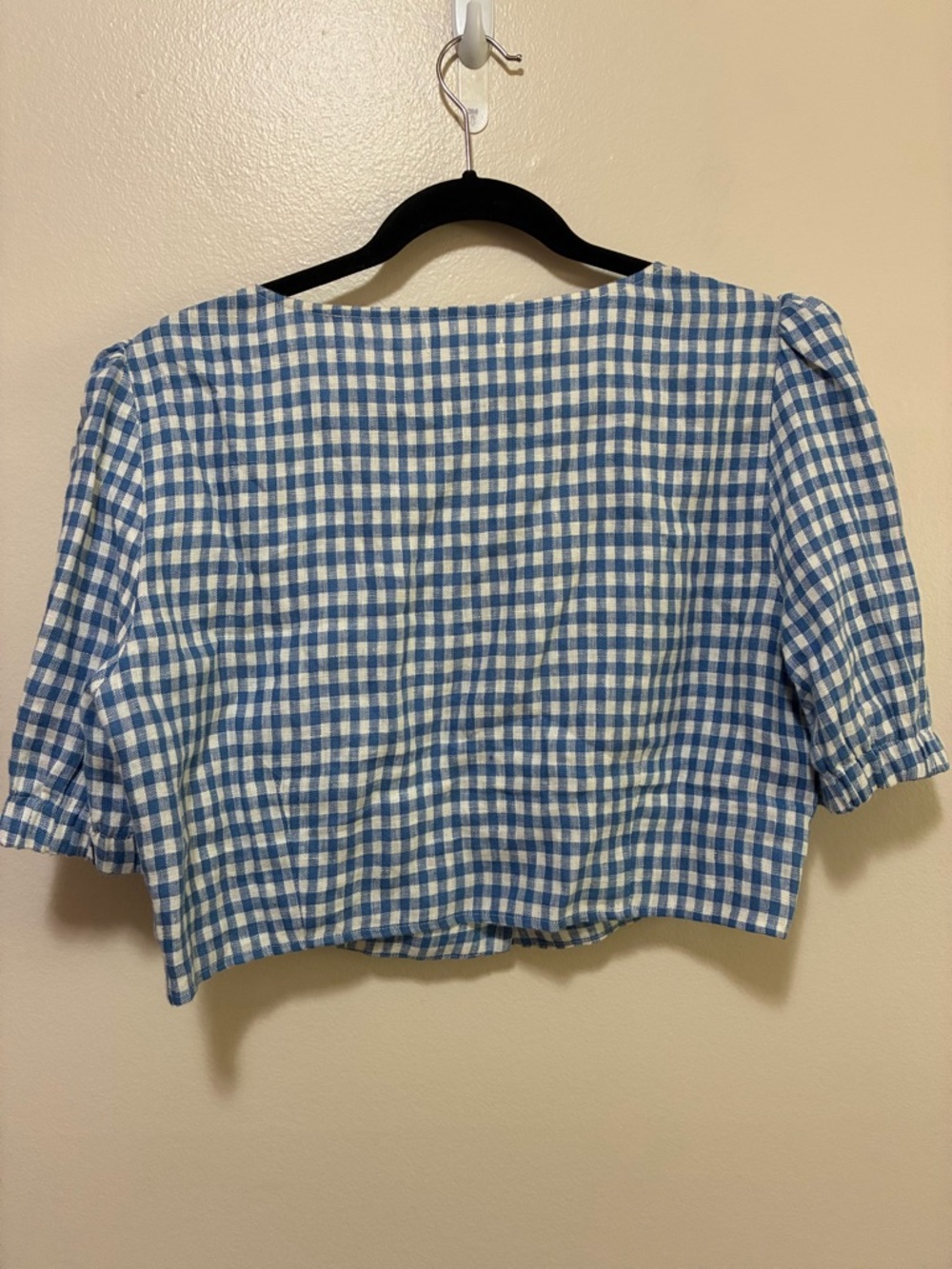 Reformation Ethel Two Piece Set Blue Gingham Mini Skirt Puff sleeve crop top 12 - Picture 11 of 15